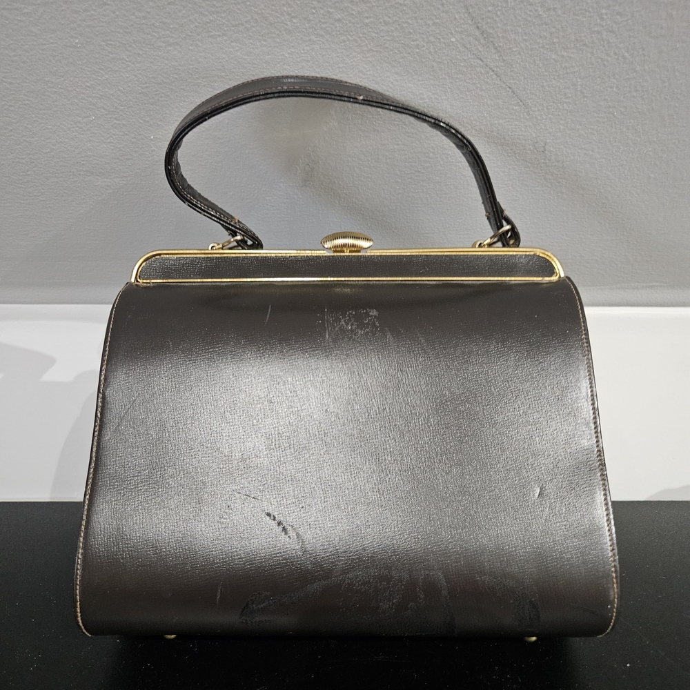 Vintage Brown Normandie Handbag Satchel Lined in Genuine Leather